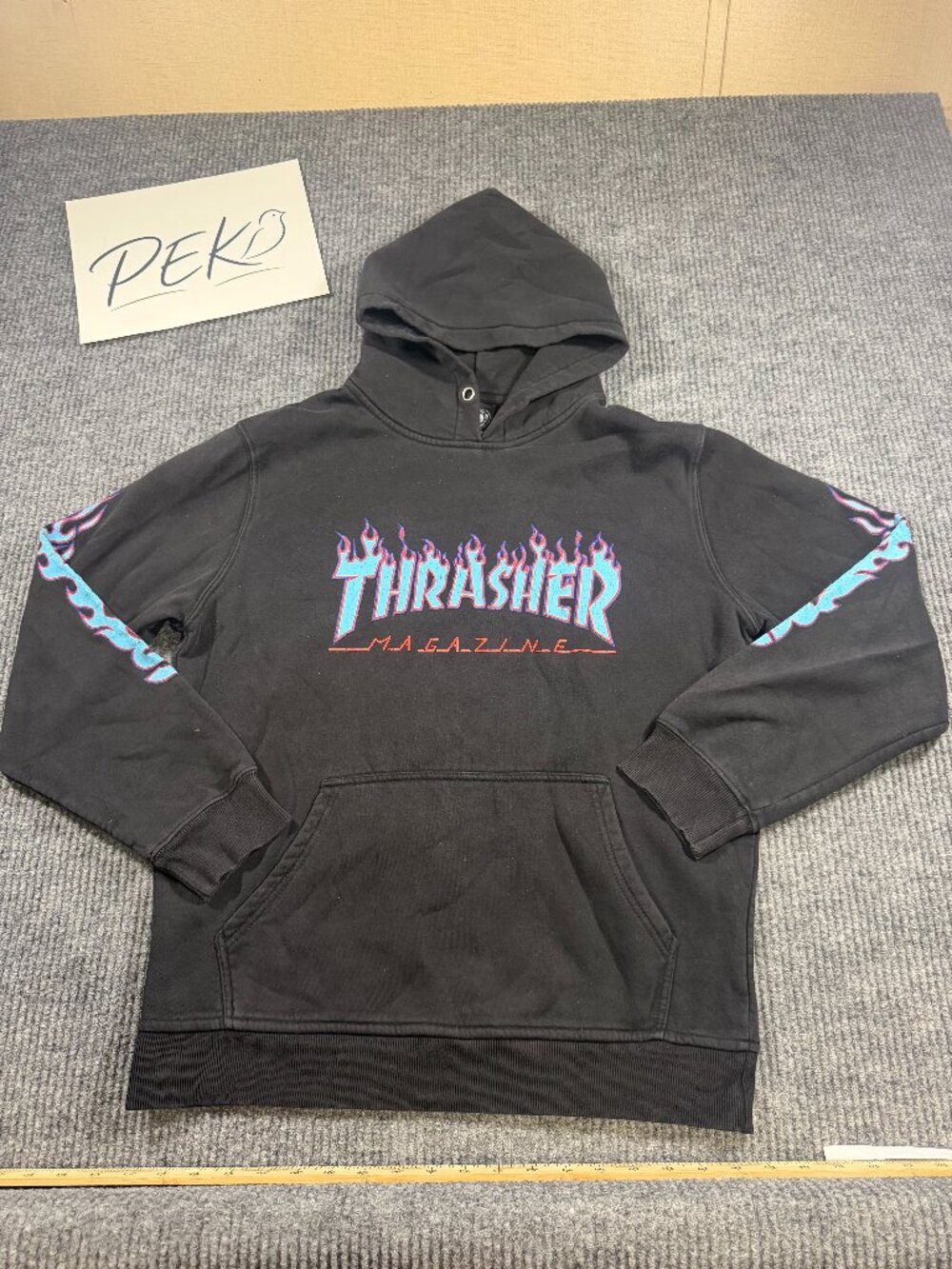 Thrasher Magazine Flame Hoodie Black Blue Red Skateboarding Men’s XL